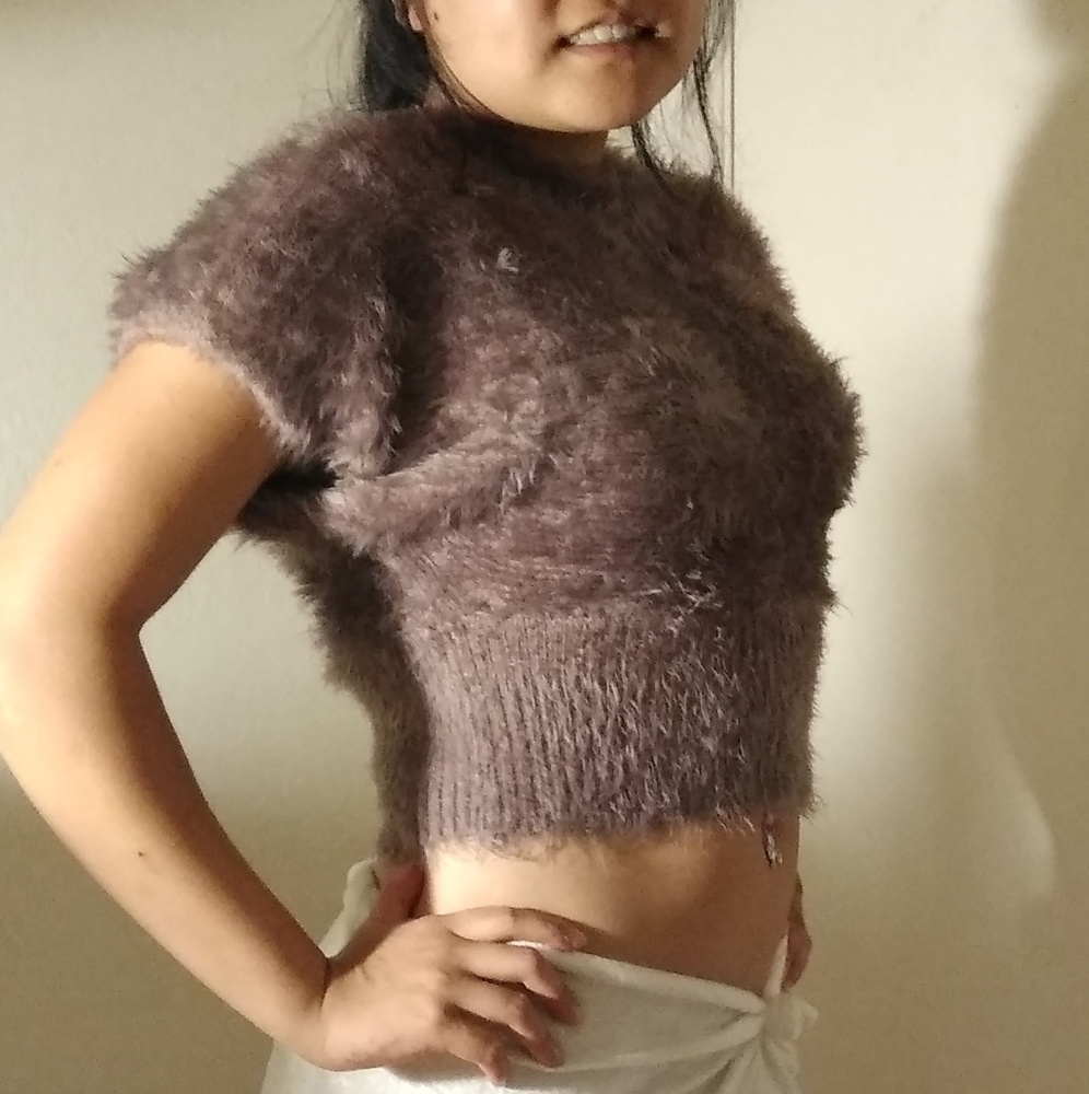 Fuzzy pink crop top